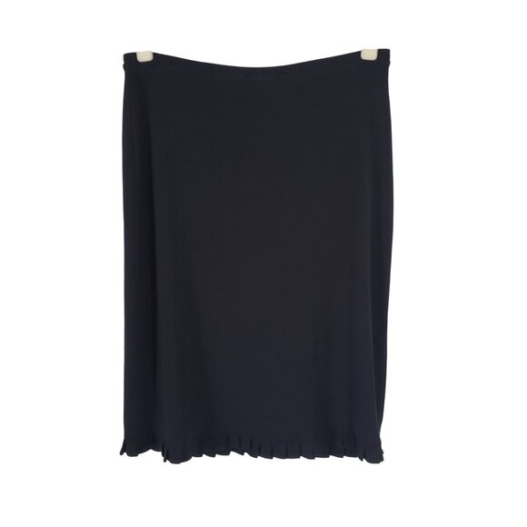Vintage Express 90s Y2K Black Midi Skirt Size M Ruffle Preppy Grunge Casual - Picture 1 of 5